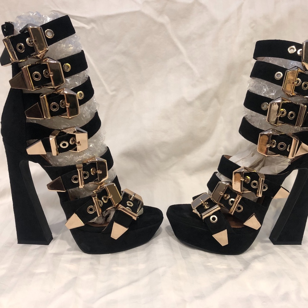 Jeffrey Campbell Donata black suede heels